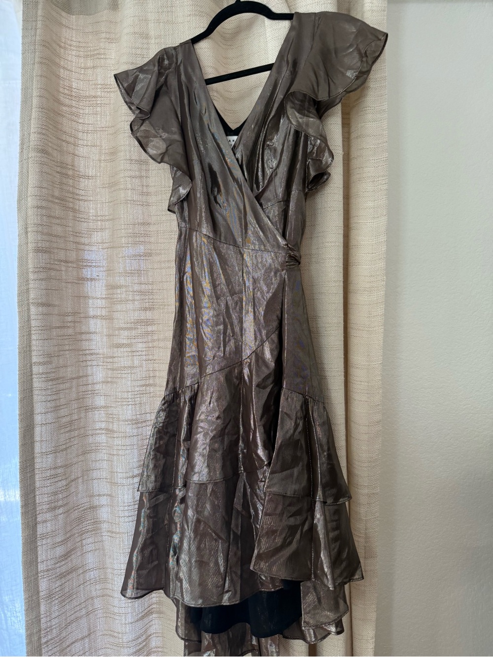 Metallic Brown Ruffle Midi Dress - Picture 2 of 3
